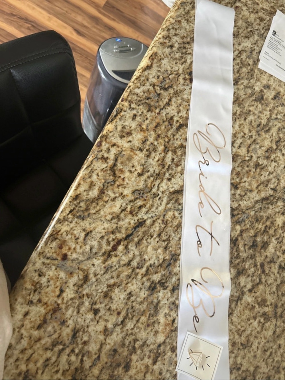 Bride to Be Sash in White with Gold Script